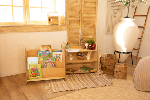 Montessori Wooden Bookshelf – Beige