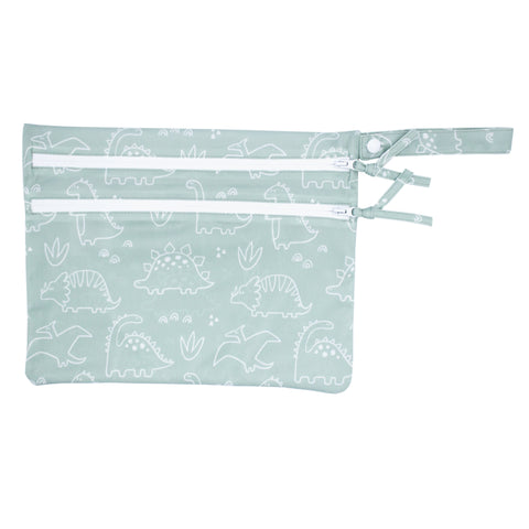 Dino Friends - Sage - Waterproof Wet Bag (For mealtime, on-the-go, and more!)