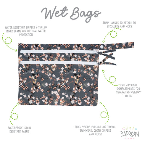 Ditsy Floral - Waterproof Wet Bag (For mealtime, on-the-go, and more!) *CLOSEOUT SALE*
