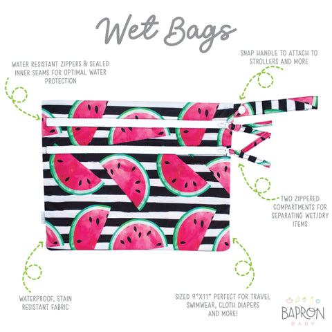 Summer Stripes - Watermelon - Waterproof Wet Bag (For mealtime, on-the-go, and more!)