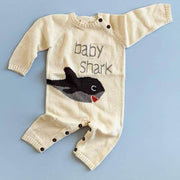Organic Baby Gift Set | Knitted Romper & Stuffed Animal - Baby Shark