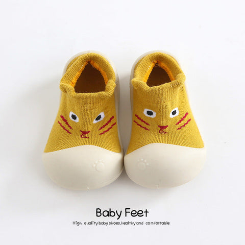 Animal Sock Shoes - Yellow Small Cat