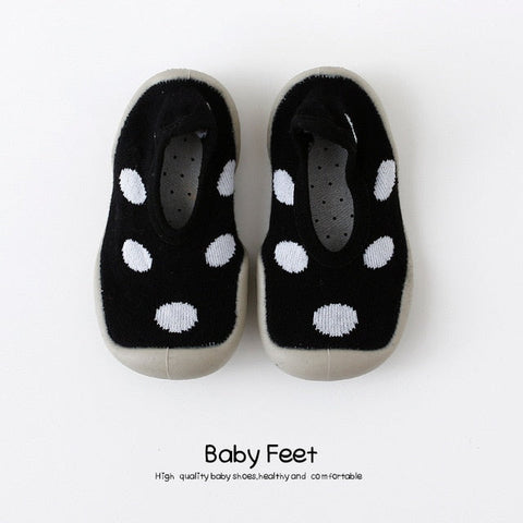 Baby Sock Shoes - Black w/ Spots