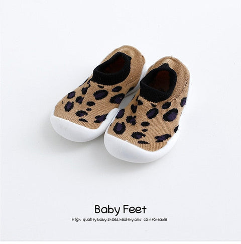 Baby Sock Shoes - Brown Leopard
