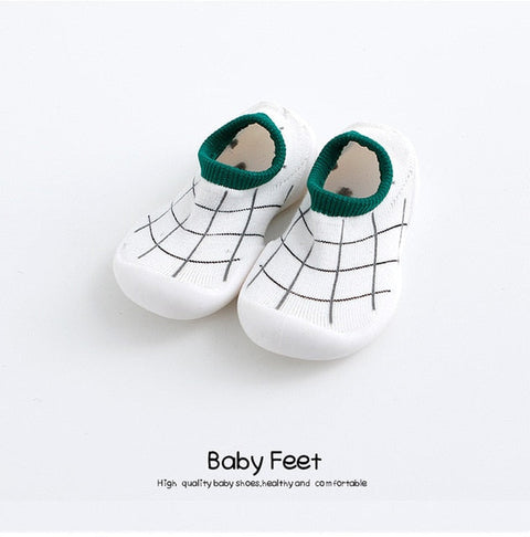 Baby Sock Shoes - Green Modern Lines