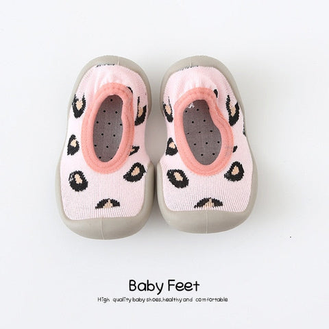 Baby Sock Shoes - Pink Leopard