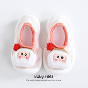 Baby Doll Sock Shoes - Pink Santa