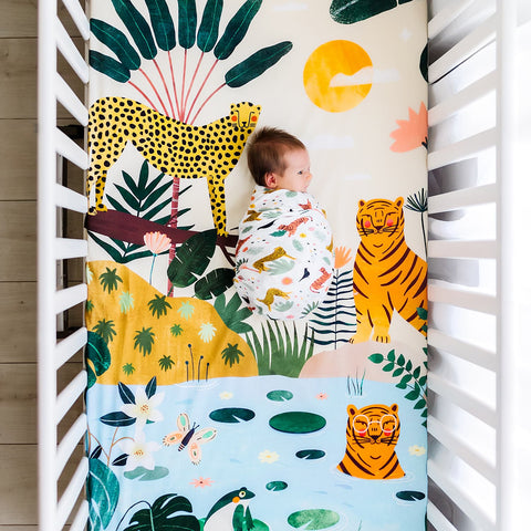In The Jungle Standard Size Crib Sheet